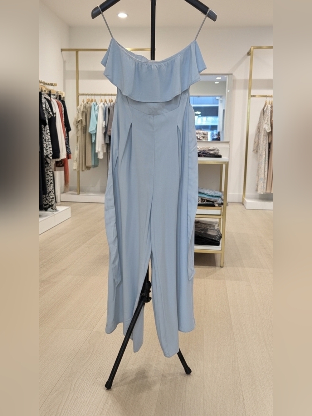 Altar'd State Powder Blue Off-Shoulder Wide-Leg Jumpsuit